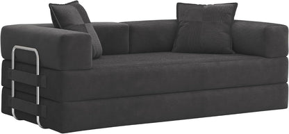 GRUSIGN 78" 5-in-1 Convertible Futon Sofa Bed, Boneless Corduroy, Gray