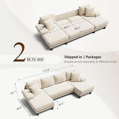 Txtin's Sleeper Sofa with Pull Out Bed 112 Inch U Shaped Sectional Couch