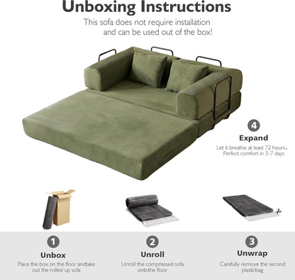 59in Boneless Couch Convertible Futon Sofa Bed Queen for Small Space