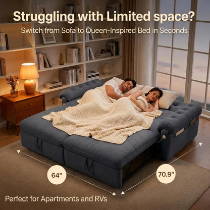 Queen Sleeper Sofa Bed, 77" Pull Out Couch