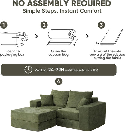 Modular Sectional Sofa with Convertible Sleeper, 2-in-1 Sofa Bed Couch