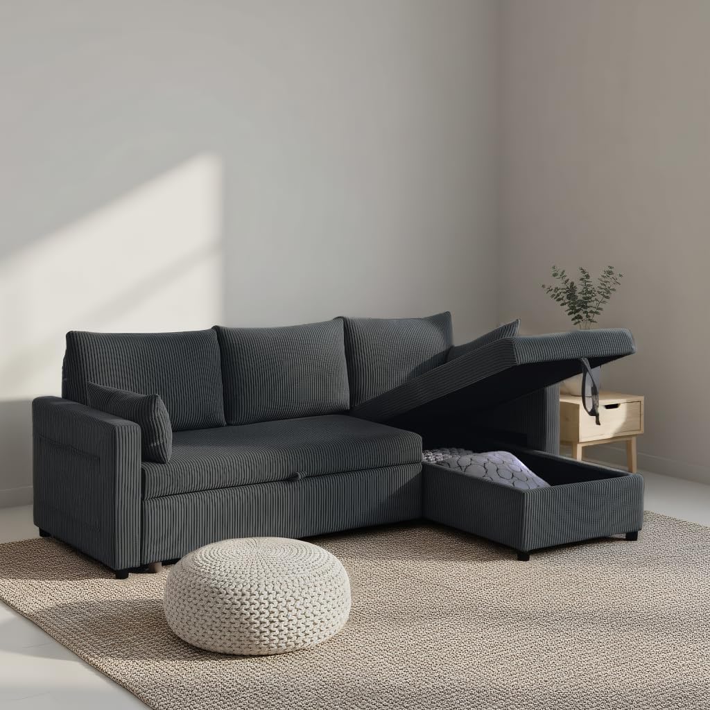 Ball & Cast 86" Sectional Sleeper Sofa Bed Pull Out Couches for Living Room