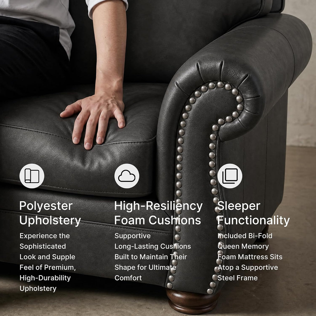 Signature Design by Ashley Chatterton Queen Sleeper Sofa Couch, Granite