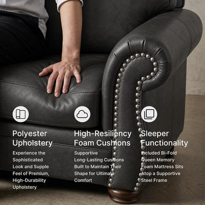 Signature Design by Ashley Chatterton Queen Sleeper Sofa Couch, Granite