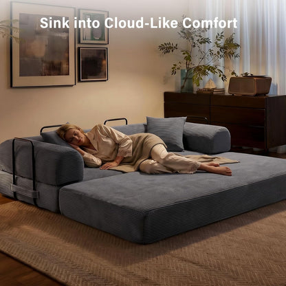 79" Convertible Sofa Bed, Boneless Sleeper Futon Couch for Living Room