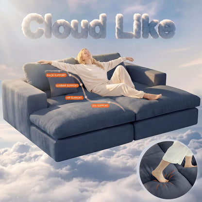 81" Modular Sectional Sofa Bed, Boneless Cloud Loveseat Couch,Blue