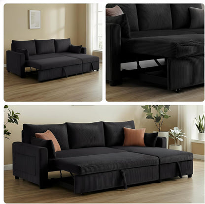 Ball & Cast 86" Sectional Sleeper Sofa Bed Pull Out Couches for Living Room