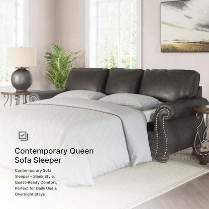 Signature Design by Ashley Chatterton Queen Sleeper Sofa Couch, Granite
