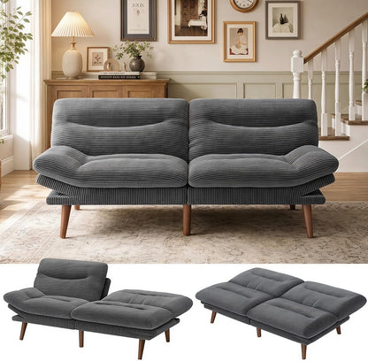 Marsail 66.02" Futon Sofa Bed, Convertible Couch & Sleeper Sofa, Light Grey