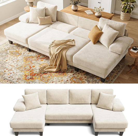 Txtin's Sleeper Sofa with Pull Out Bed 112 Inch U Shaped Sectional Couch
