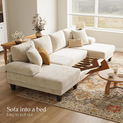 Txtin's Sleeper Sofa with Pull Out Bed 112 Inch U Shaped Sectional Couch