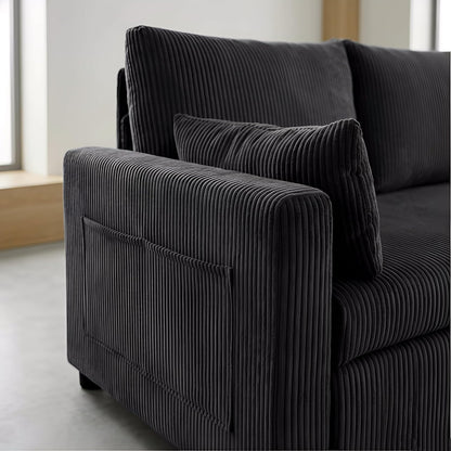 Ball & Cast 86" Sectional Sleeper Sofa Bed Pull Out Couches for Living Room