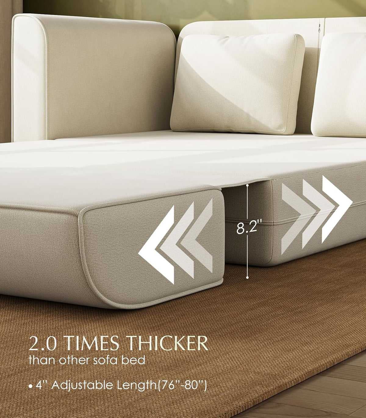 Loveseat Sleeper Sofa Bed 65" Convertible Couch Bed White
