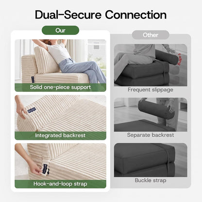 Folding Sofa Bed Convertible 4 in 1 Sleeper Chair Beige Single