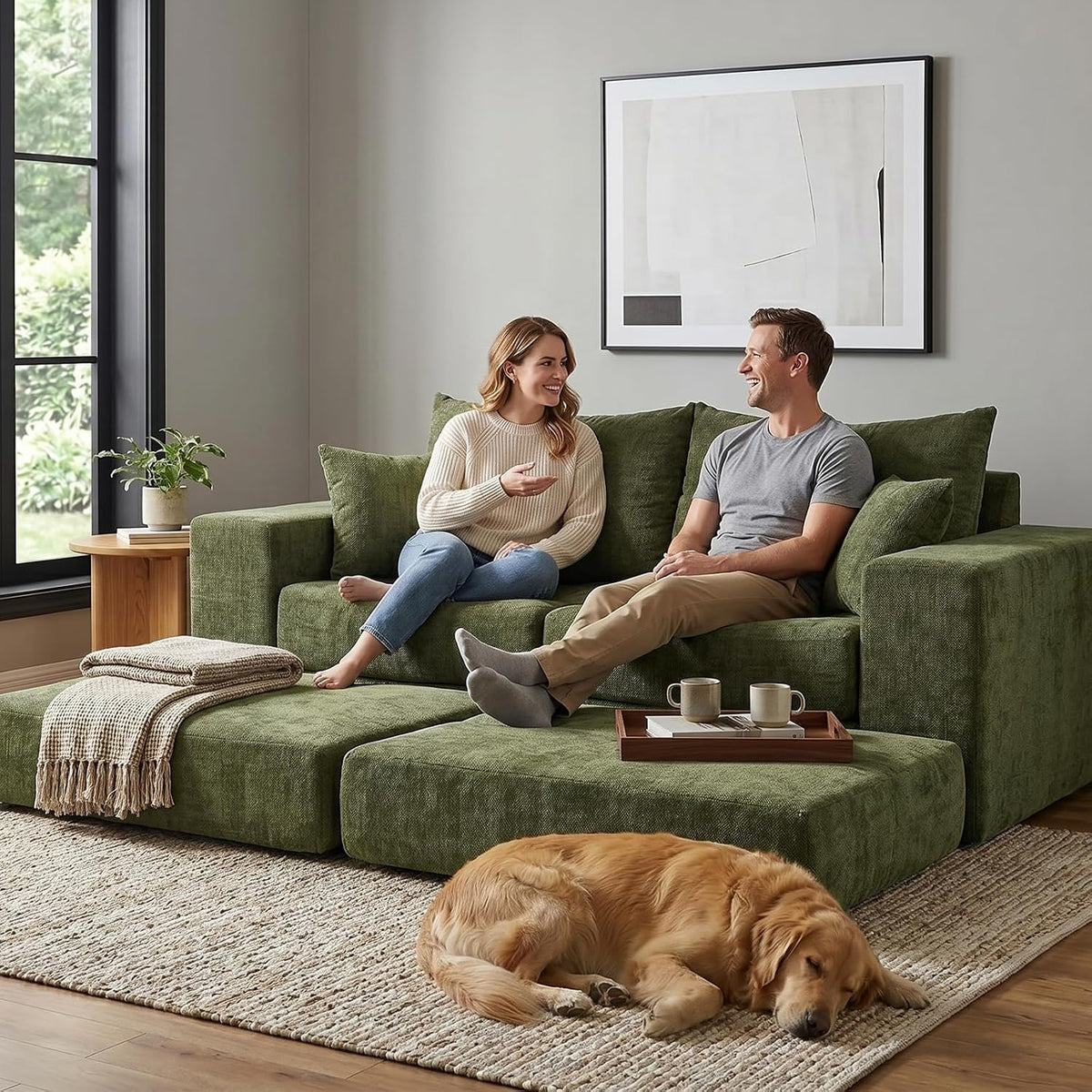 Modular Sectional Sofa with Convertible Sleeper, 2-in-1 Sofa Bed Couch