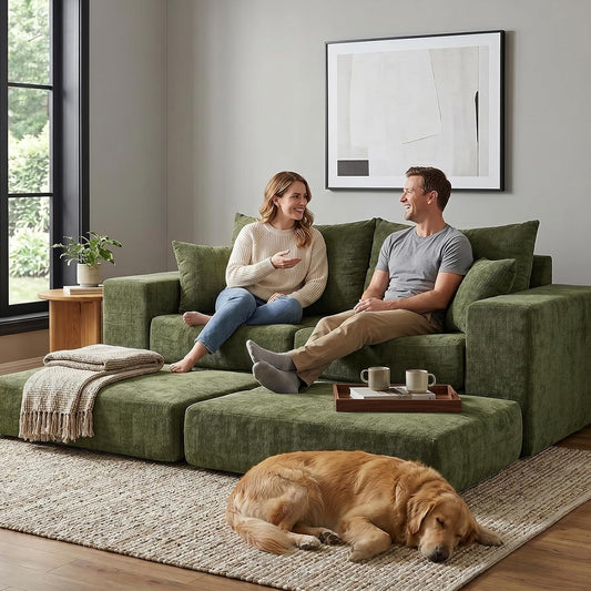 Modular Sectional Sofa with Convertible Sleeper, 2-in-1 Sofa Bed Couch
