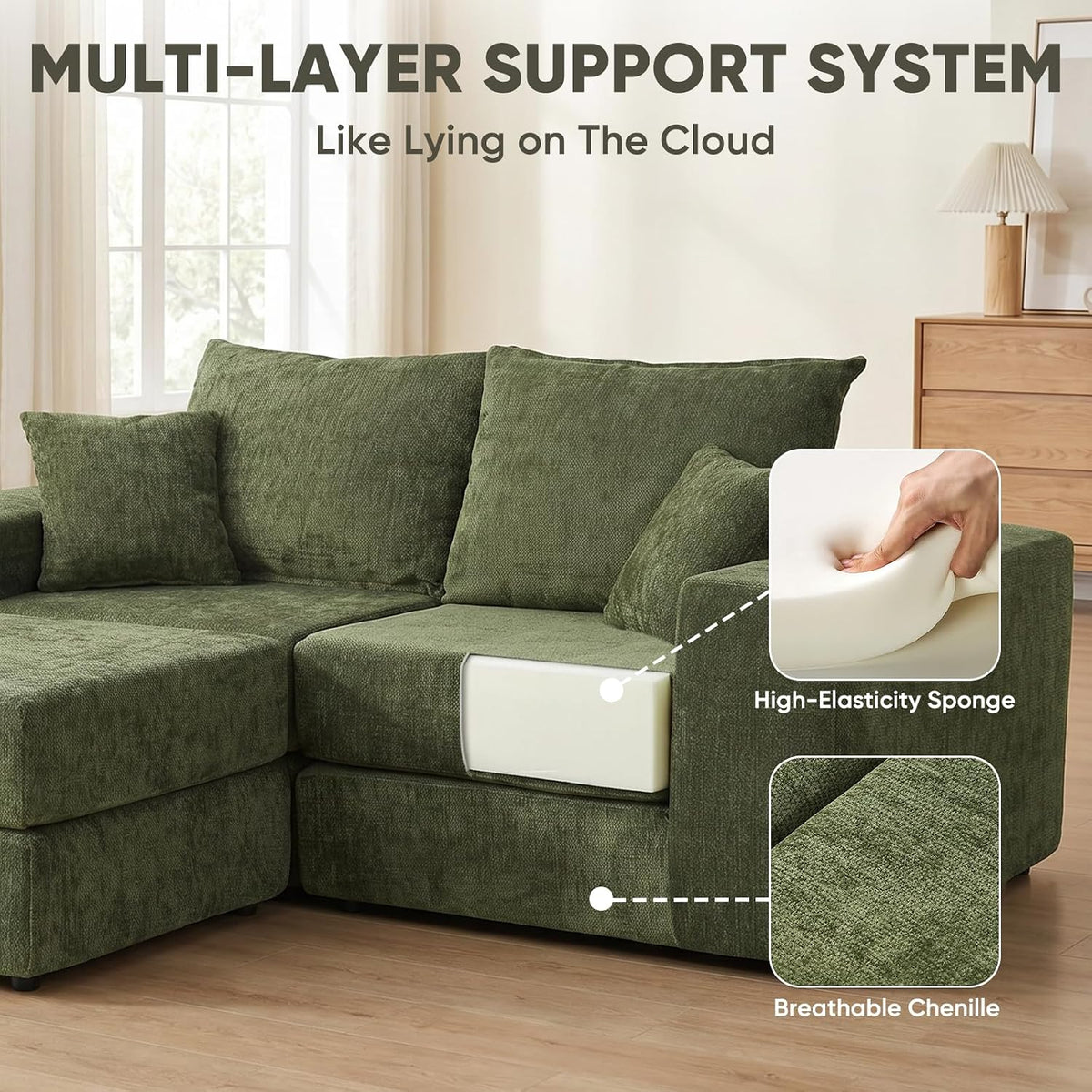 Modular Sectional Sofa with Convertible Sleeper, 2-in-1 Sofa Bed Couch