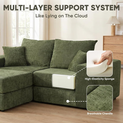 Modular Sectional Sofa with Convertible Sleeper, 2-in-1 Sofa Bed Couch