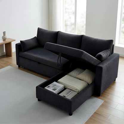 Ball & Cast 86" Sectional Sleeper Sofa Bed Pull Out Couches for Living Room