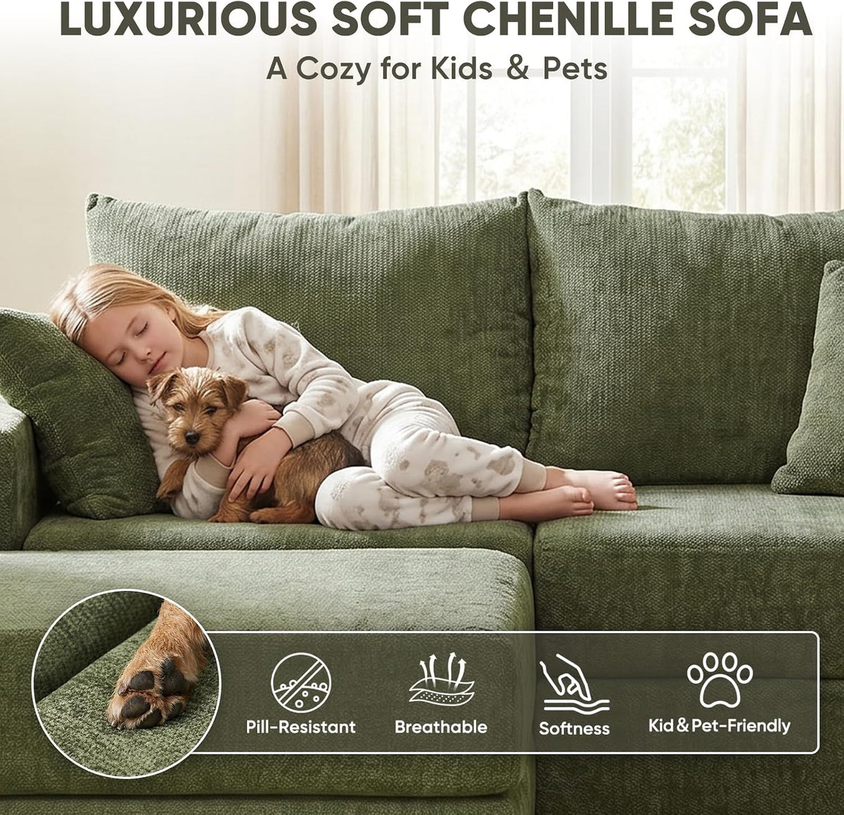 Modular Sectional Sofa with Convertible Sleeper, 2-in-1 Sofa Bed Couch