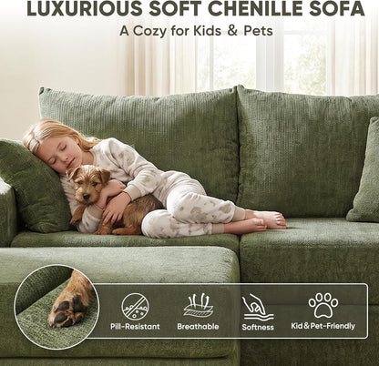 Modular Sectional Sofa with Convertible Sleeper, 2-in-1 Sofa Bed Couch