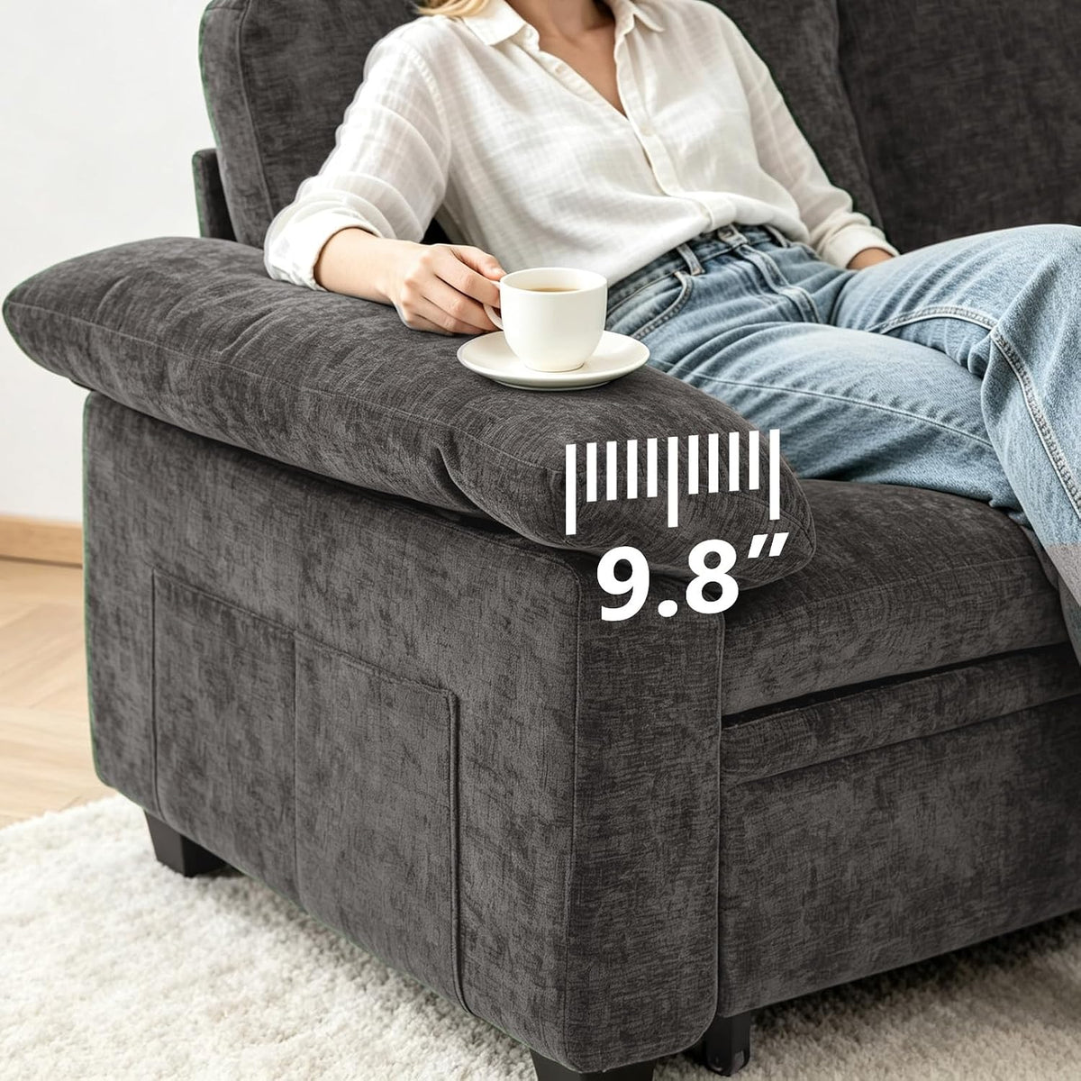 85'' Modular Sectional Sleeper Sofa, L Shape Pull Out Sofa Bed with Storage
