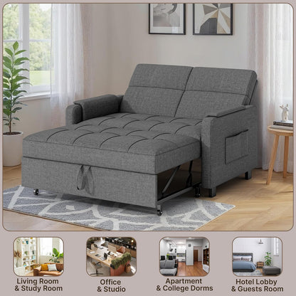 Gizoon Convertible Sofa Bed Modern Couch Bed & Small Loveseat Sleeper, Grey