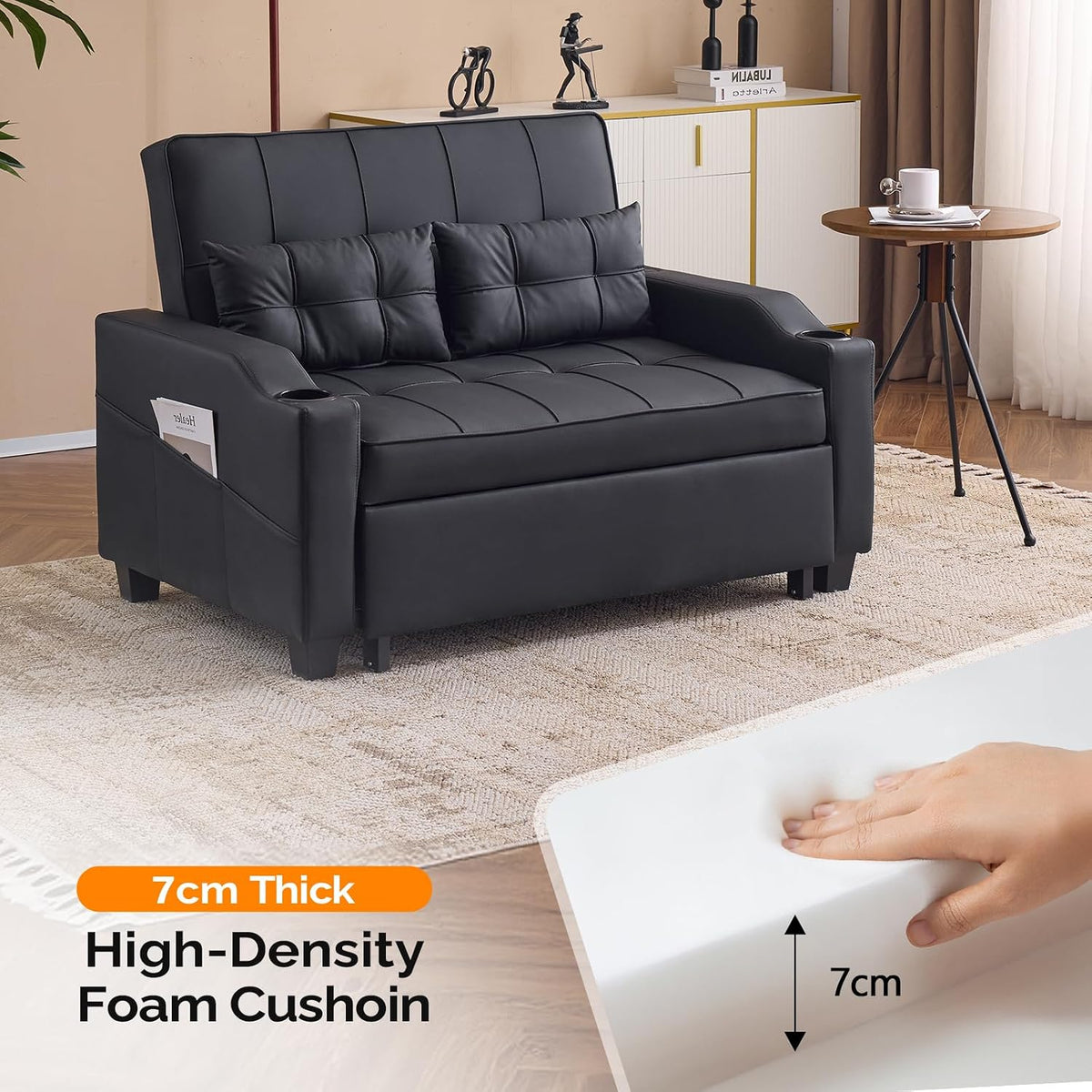 VINGLI Convertible Loveseat Sleeper Sofa Bed, Pullout Couch for Living Room