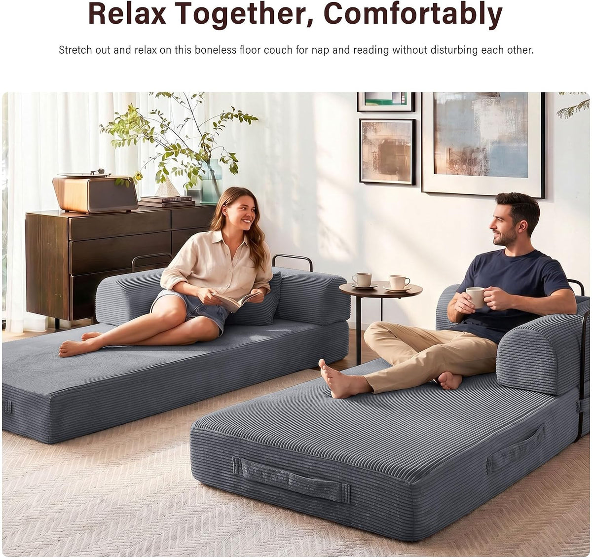 79" Convertible Sofa Bed, Boneless Sleeper Futon Couch for Living Room