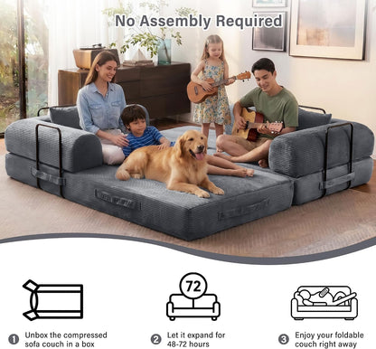 79" Convertible Sofa Bed, Boneless Sleeper Futon Couch for Living Room