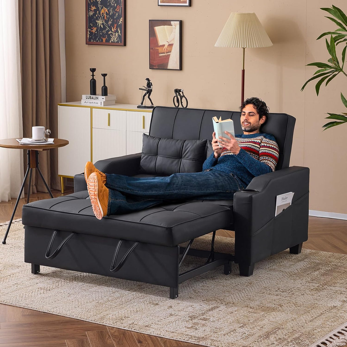 VINGLI Convertible Loveseat Sleeper Sofa Bed, Pullout Couch for Living Room