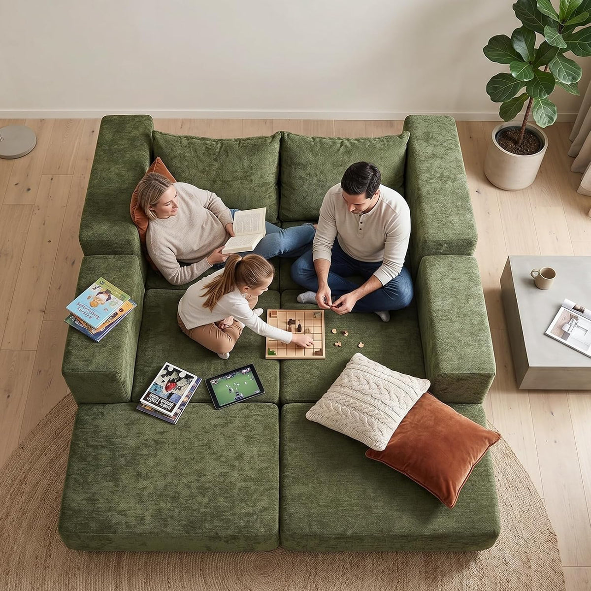 Modular Sectional Sofa with Convertible Sleeper, 2-in-1 Sofa Bed Couch