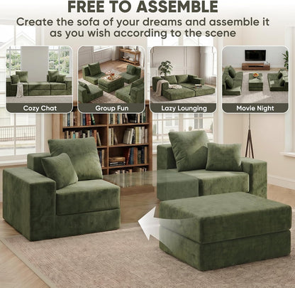 Modular Sectional Sofa with Convertible Sleeper, 2-in-1 Sofa Bed Couch