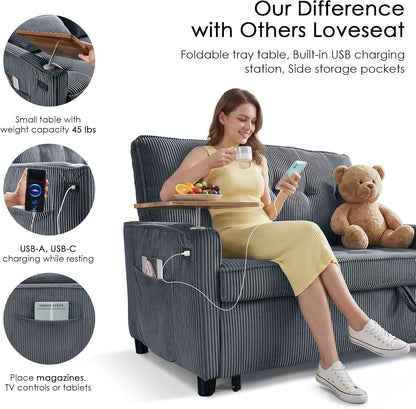 55'' Sleeper Sofa Bed, Convertible Pull Out Couch(Darkgrey)