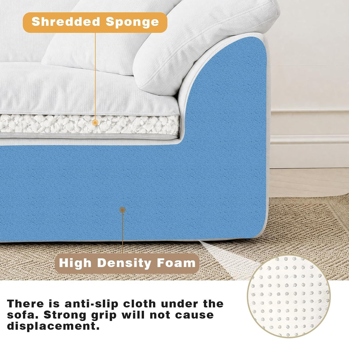 110" Boneless Cloud Couch Sectional for Living Room, Oversized Modular L Shaped Sofa with Ottoman, Deep Seat Chenille Sectional Couch for Cloud-Like Comfort (Pearl White)