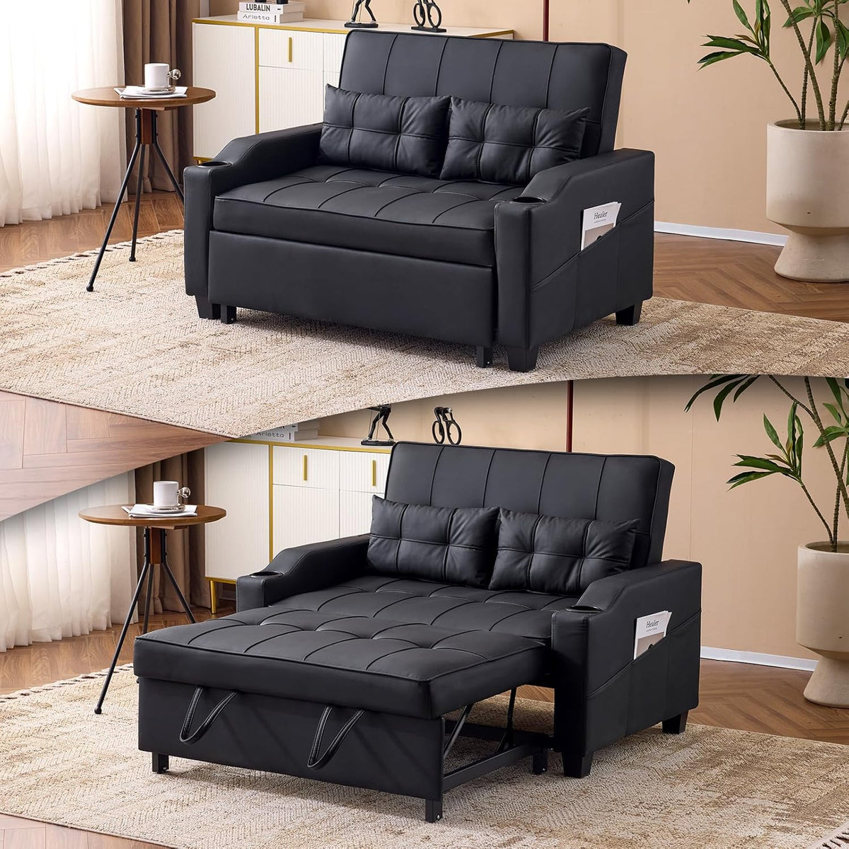 VINGLI Convertible Loveseat Sleeper Sofa Bed, Pullout Couch for Living Room