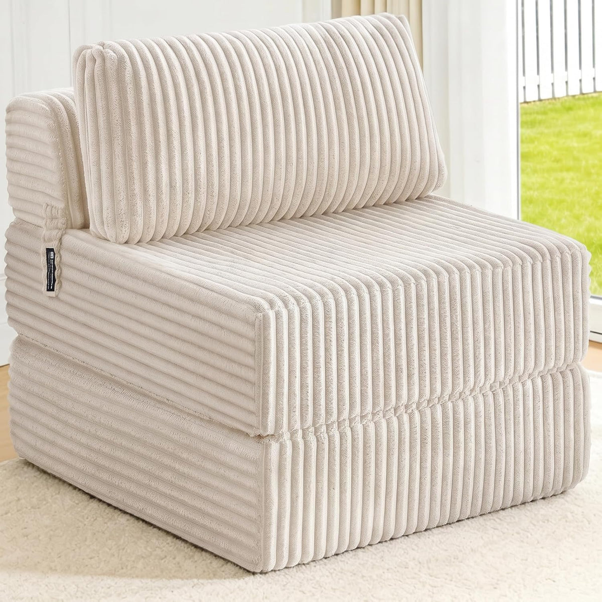 Folding Sofa Bed Convertible 4 in 1 Sleeper Chair Beige Single