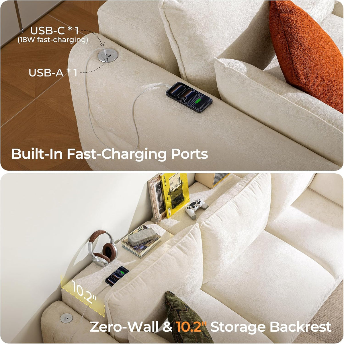 103" Electric Pull Out Sleeper Sofa Bed, 2in1 Power Extendable Couch Bed