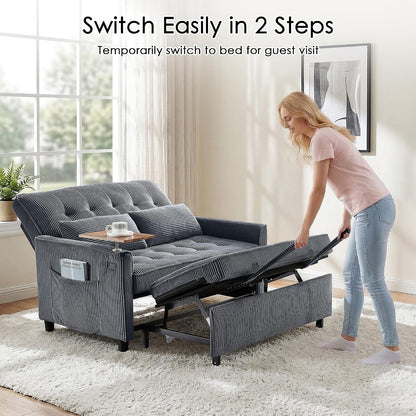 55'' Sleeper Sofa Bed, Convertible Pull Out Couch(Darkgrey)