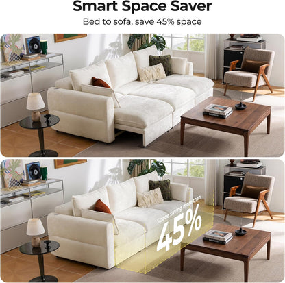 103" Electric Pull Out Sleeper Sofa Bed, 2in1 Power Extendable Couch Bed