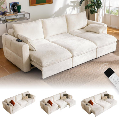 103" Electric Pull Out Sleeper Sofa Bed, 2in1 Power Extendable Couch Bed