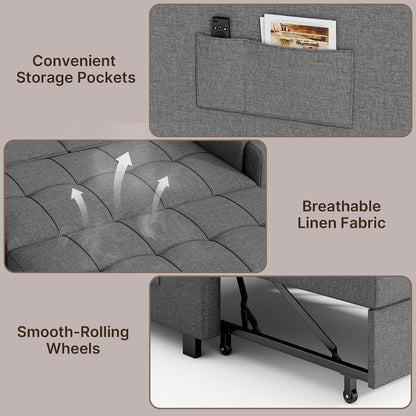 Gizoon Convertible Sofa Bed Modern Couch Bed & Small Loveseat Sleeper, Grey