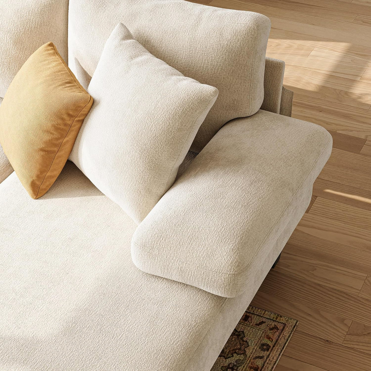 Txtin's Sleeper Sofa with Pull Out Bed 112 Inch U Shaped Sectional Couch