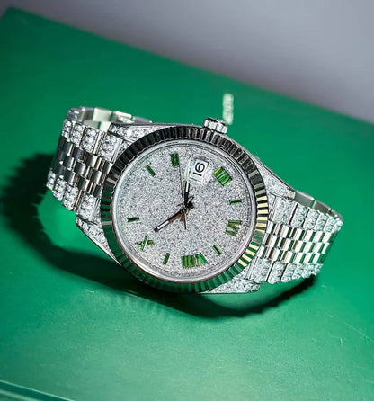 DAZZLING 41MM GREEN NUMERAL DIAL WATCH