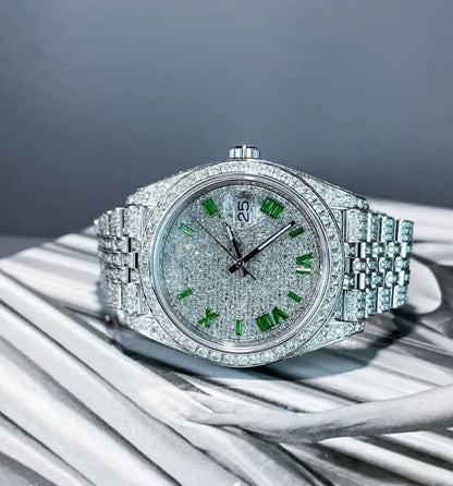 DAZZLING 41MM GREEN NUMERAL DIAL WATCH