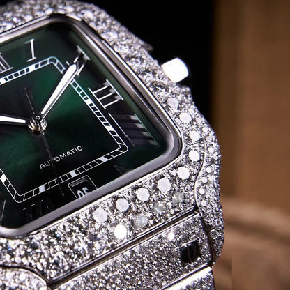 Elegance Roman Green Dial Moissanite Watch
