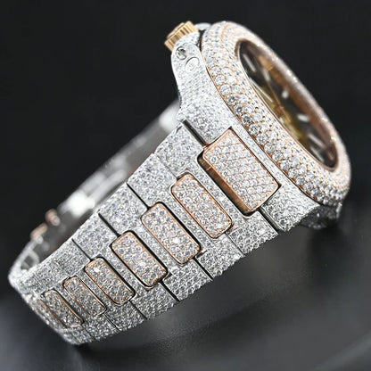 Swiss Eta Automatic Movement Two Tone VVS Moissanite Diamond Watch