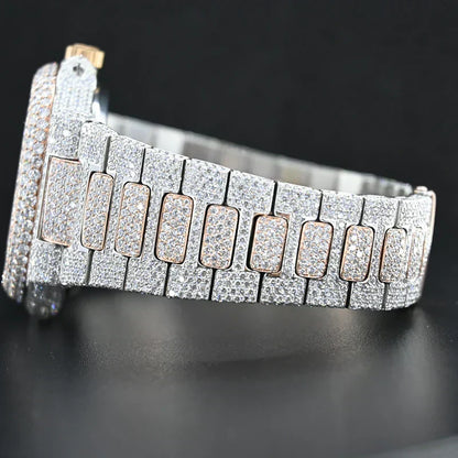 Swiss Eta Automatic Movement Two Tone VVS Moissanite Diamond Watch
