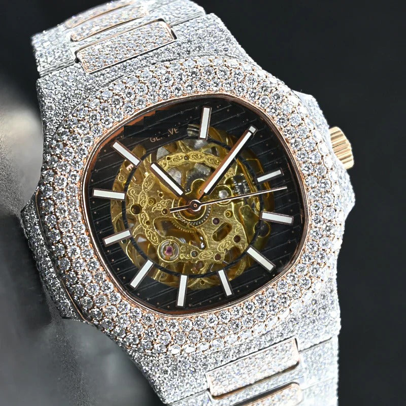 Swiss Eta Automatic Movement Two Tone VVS Moissanite Diamond Watch