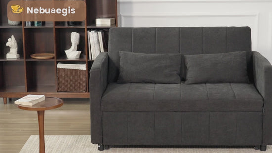 Nebuaegis Sleeper Sofa Bed,3-in-1 Convertible Pull Out Couch with Adjustable Backrest for Living Room,Loveseat Sofa Bed with Side Pockets,Easy Assembly,Beige,1 PCS